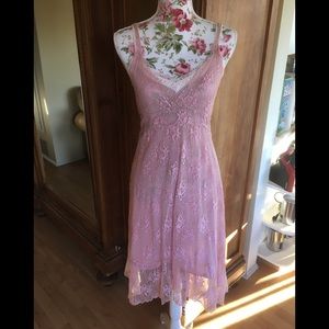 Blush pink rose lace dress